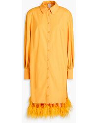 Huishan Zhang - Ibiza Feather-embellished Poplin Shirt Dress - Lyst