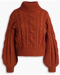 Zimmermann - Cable-Knit Wool Turtleneck Sweater - Lyst