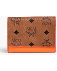 MCM - Logo-print Faux Textured-leather Wallet - Lyst