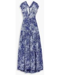 Proenza Schouler - Simone Pleated Printed Crepe Maxi Dress - Lyst