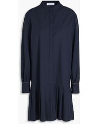 Fabiana Filippi - Pleated Wool And Cotton-blend Mini Shirt Dress - Lyst