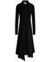 Victoria Beckham - Crepe-Paneled Wool Midi Shirt Dress - Lyst