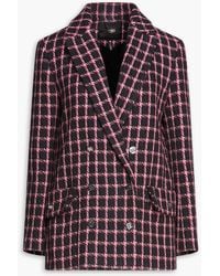 Maje - Double-breasted Checked Tweed Blazer - Lyst