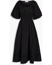 Tory Burch - Midikleid aus baumwollpopeline mit raffung - Lyst