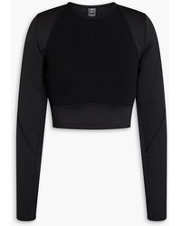 adidas By Stella McCartney - Cropped Logo-print Ribbed-knit Paneled Tech-jersey Top - Lyst