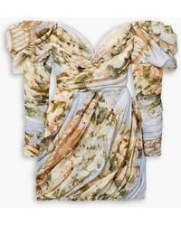 Zimmermann - Luminosity Off-the-shoulder Draped Floral-print Linen And Silk-blend Organza Mini Dress - Lyst
