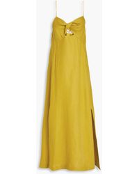 Casa Raki - Lara Cutout Twisted Linen Midi Dress - Lyst