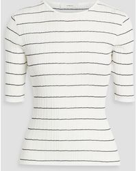 Vince - Striped Ribbed Cotton-jersey T-shirt - Lyst