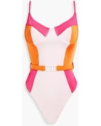 Solid & Striped - The Spencer Belted Color-block Swimsuit - Lyst
