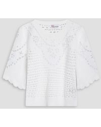 RED Valentino - Broderie Anglaise Cotton Top - Lyst