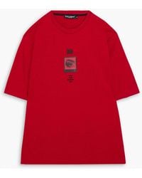 Dolce & Gabbana - T-shirt aus baumwoll-jersey mit print und verzierung - Lyst