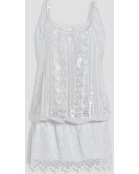 Charo Ruiz - Open-Back Sequin-Embellished Crocheted Lace Mini Dress - Lyst