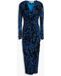 Diane von Furstenberg - Hades bedrucktes midikleid aus jersey mit mesh-einsatz - Lyst