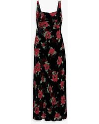 RIXO London - Benedict Floral-print Devoré-velvet Midi Dress - Lyst