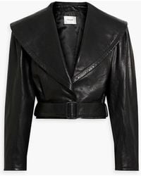 FRAME - Cropped Textured-leather Jacket - Lyst