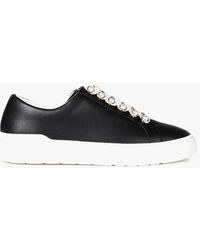 stuart weitzman excelsa leather embellished sneaker