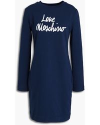 Love Moschino Regular Fit T-shirt Dress With Short Sleeves,trimmed With Pearls Around The Neckline Casual in Blue Womens Clothing Dresses Casual and day dresses 