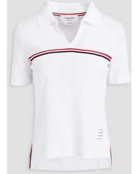 Thom Browne - Striped Ribbed Cotton-jersey Polo Shirt - Lyst