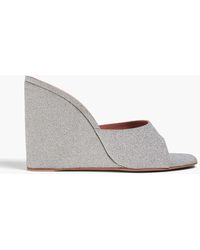 AMINA MUADDI - Lupita Glittered Leather Wedge Mules - Lyst