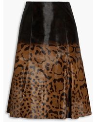 Ferragamo - Pleated Dégradé Leopard-print Calf Hair Skirt - Lyst