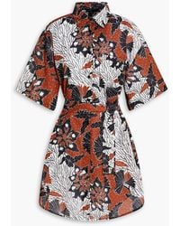 Maje - Printed Cotton-poplin Mini Shirt Dress - Lyst