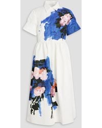 Erdem - Floral-print Cotton-blend Faille Midi Shirt Dress - Lyst