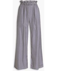Shrimps - Libra Buckle-embellished Checked Silk-twill Wide-leg Pants - Lyst