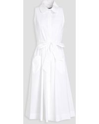 Moschino - Belted Cotton-blend Poplin Midi Shirt Dress - Lyst
