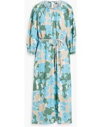 Diane von Furstenberg - Bambi Belted Floral-Print Slub Woven Midi Dress - Lyst
