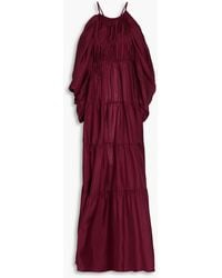 Zimmermann - Cold-Shoulder Tiered Silk Crepe De Chine Maxi Dress - Lyst