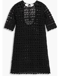 Ganni - Metallic Open-knit Mini Dress - Lyst