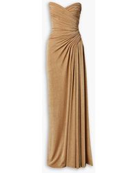 Monique Lhuillier - Strapless Ruched Stretch-jersey Gown - Lyst