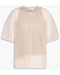 Brunello Cucinelli - Wandelbares oberteil aus geripptem jersey und organza aus einer baumwollmischung in metallic-optik - Lyst
