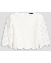Maje - Cropped Cotton Crocheted Lace Top - Lyst