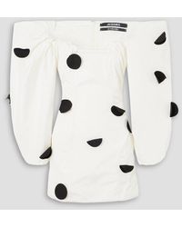 Jacquemus - Off-the-shoulder Polka-dot Taffeta Mini Dress - Lyst
