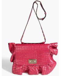 Red(V) - Rock Ruffles Croc-effect Leather Shoulder Bag - Lyst