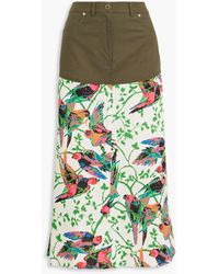10 Crosby Derek Lam - Ingrid Poplin-paneled Printed Linen-blend Gauze Midi Skirt - Lyst