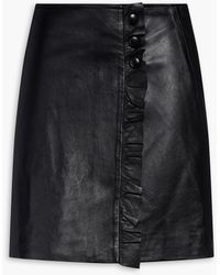 Sandro - Jolie Ruffle-trimmed Leather Mini Skirt - Lyst