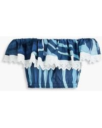 PUCCI - Off-The-Shoulder Cropped Printed Cotton-Voile Top - Lyst