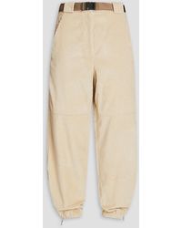 Brunello Cucinelli - Belted Cropped Cotton-corduroy Tapered Pants - Lyst