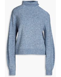 Maje - Cutout Mélange Ribbed-knit Turtleneck Sweater - Lyst