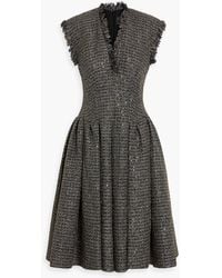 Huishan Zhang - Madame Pleated Embellished Metallic Tweed Dress - Lyst