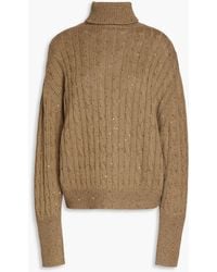 Brunello Cucinelli - Cable-knit Cashmere And Silk-blend Turtleneck Sweater - Lyst