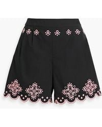 Saloni - Paige Broderie Anglaise Cotton Shorts - Lyst