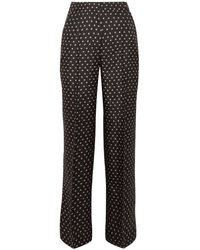 Markus Lupfer Cameron Star Printed Silk-twill Wide-leg Trousers - Black