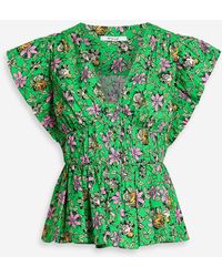 10 Crosby Derek Lam - Roselyn bluse aus popeline aus einer baumwollmischung mit floralem print und rüschen - Lyst