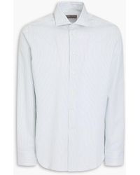 Canali - Striped Cotton-seersucker Shirt - Lyst