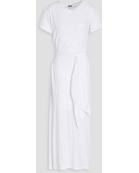 Monrow - Belted Cotton-jersey Midi Dress - Lyst