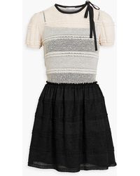 RED Valentino - Gathered Two-tone Lace Mini Dress - Lyst