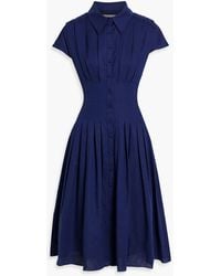 Mikael Aghal - Pleated Cotton And Linen-blend Shirt Dress - Lyst